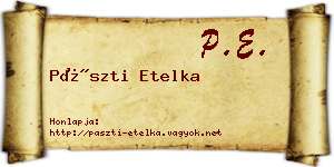 Pászti Etelka névjegykártya
